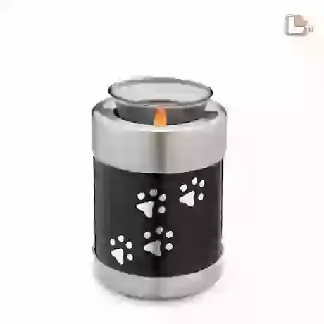 Anthracite Grey Candle Urn With Paw Prints